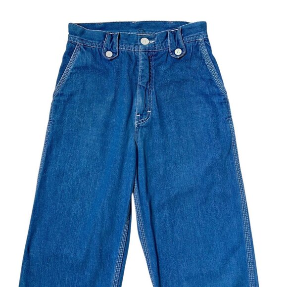 70s vintage highwaisted straight leg jeans boho long inseam faded Ziggy. - Picture 2 of 6